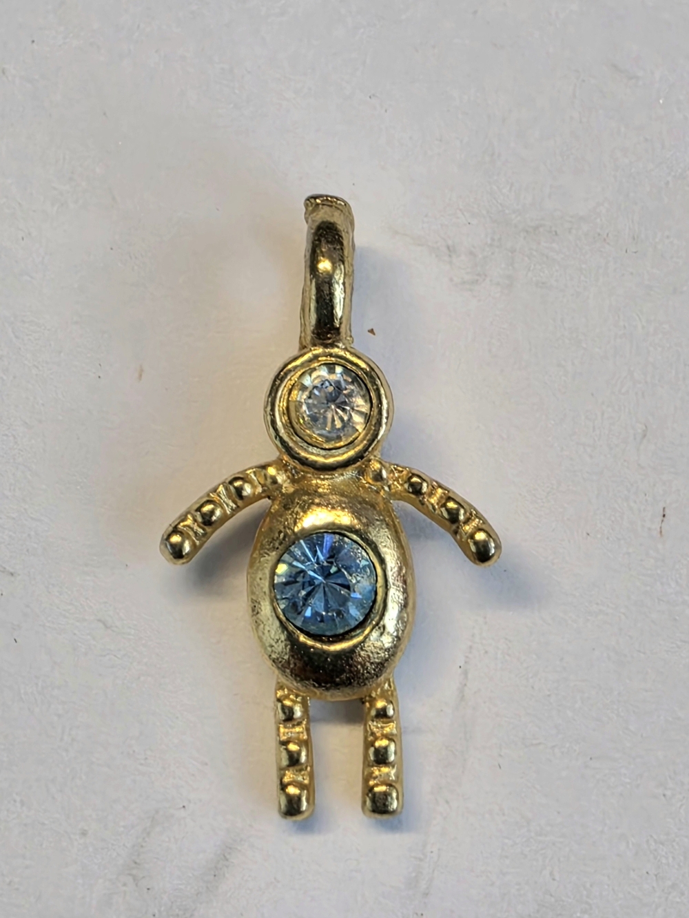 Pendant Charm Gold-Tone Child Pendant with Blue And Clear Crystals